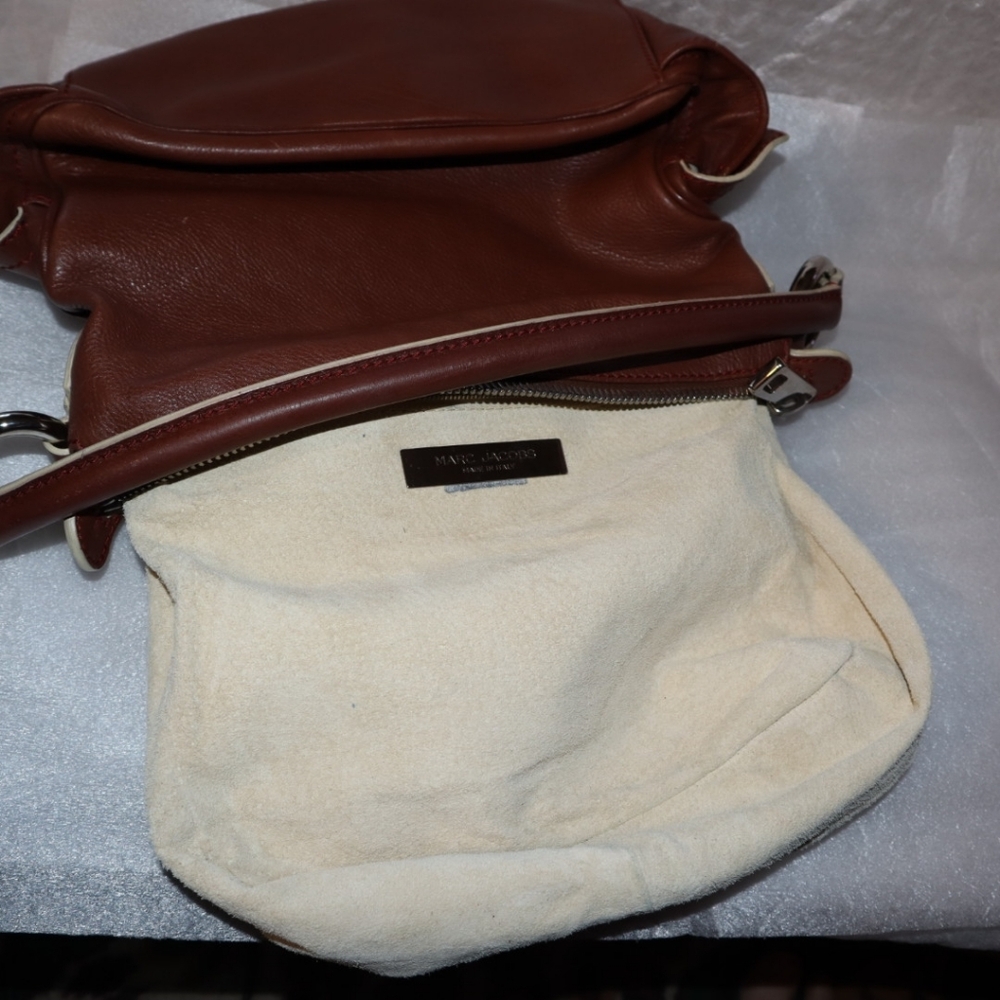 Marc Jacobs Collection 'Blake' Soft Cognac  Silver Multi-Pocket Hobo Bag Vintage - Picture 9 of 10